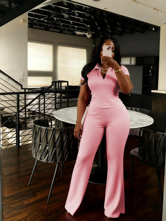 USBOUTIQUE CHIC Women‘S 2026 Spring Two Piece Set Short Sleeve Top & Comfortable Pants Relaxed Fit Casual Outfit