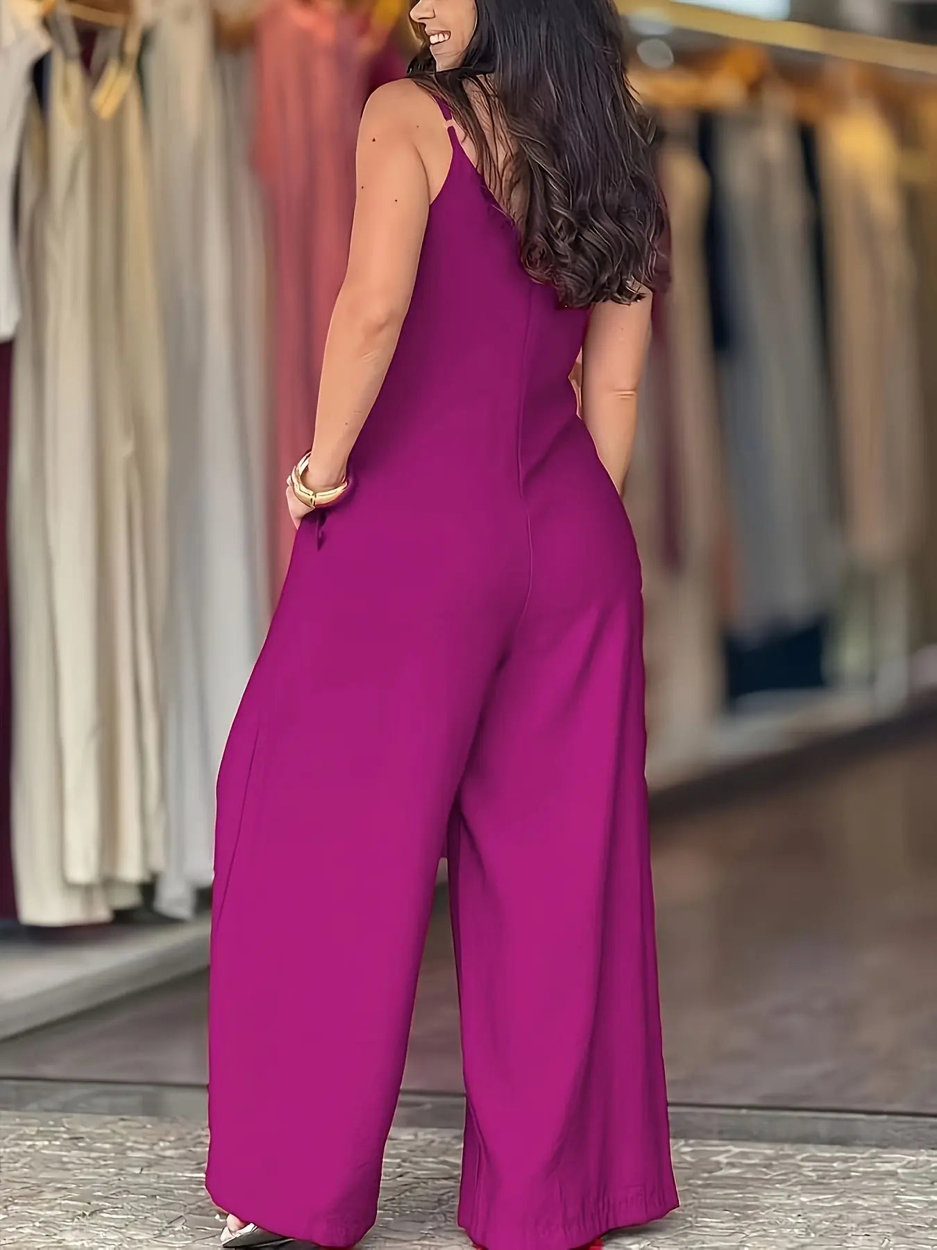 Women'S Elegant Solid Color Strapless Jumpsuit, Stylish One-Piece for Casual Wear, Comfortable and Versatile Fashion Choice
