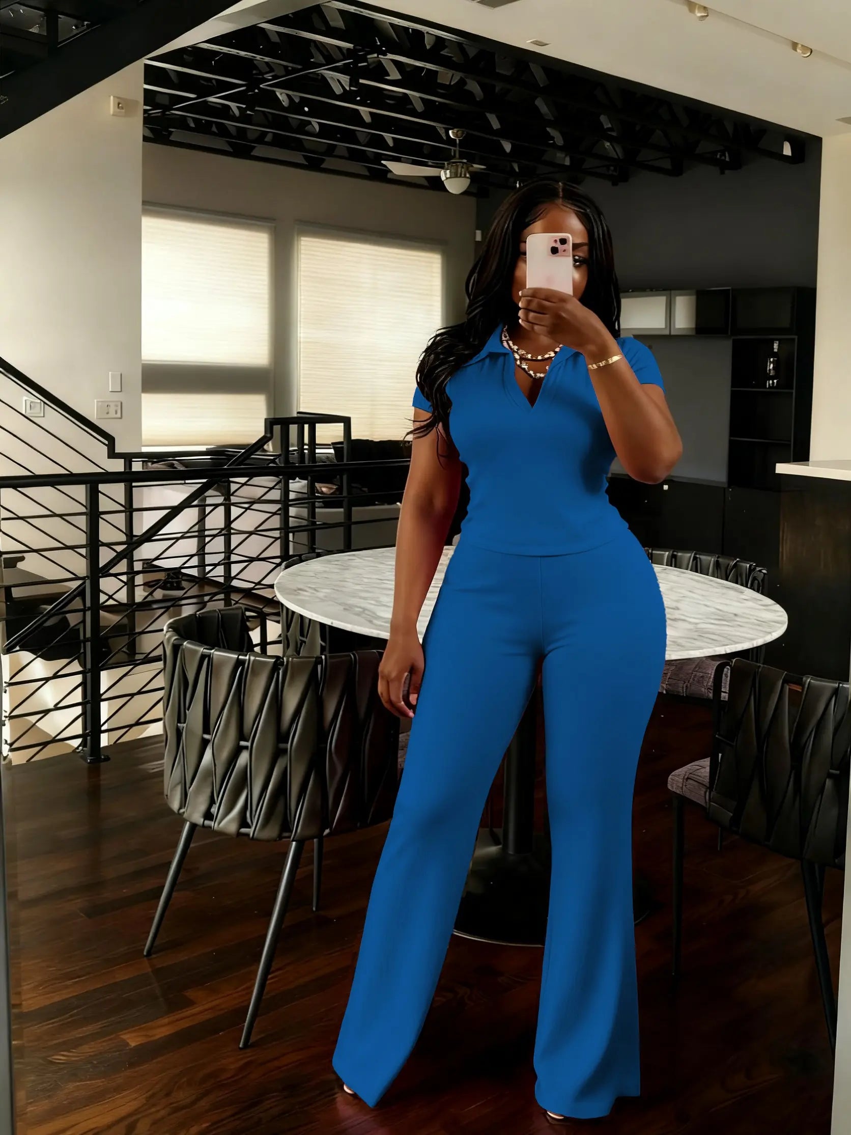 USBOUTIQUE CHIC Women‘S 2026 Spring Two Piece Set Short Sleeve Top & Comfortable Pants Relaxed Fit Casual Outfit