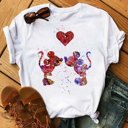 Camiseta Disney Mickey y Minnie Mouse para Mujer