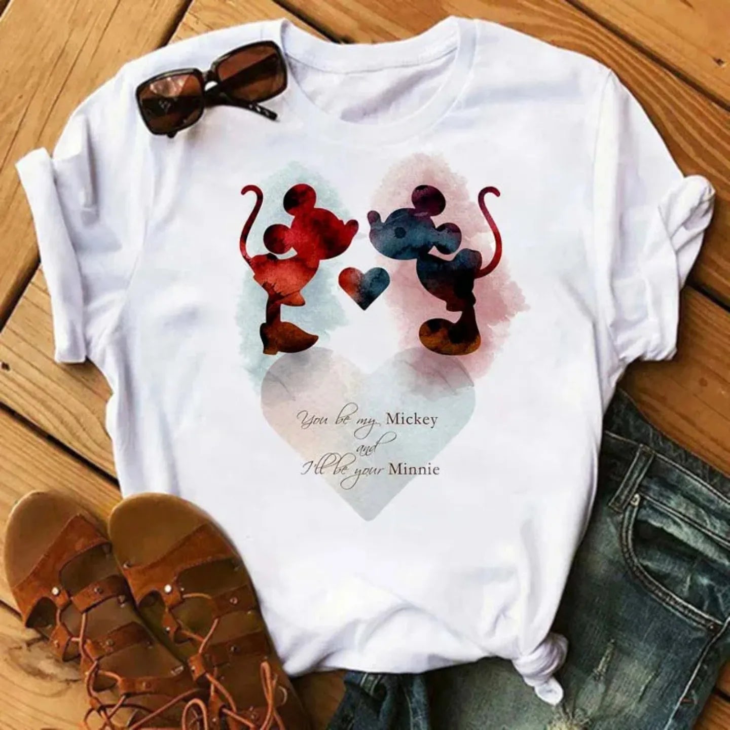 Camiseta Disney Mickey y Minnie Mouse para Mujer